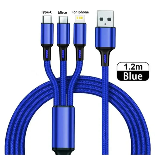 3-in-1 USB-C Charging Cable — 1.2M, iPhone & Android
