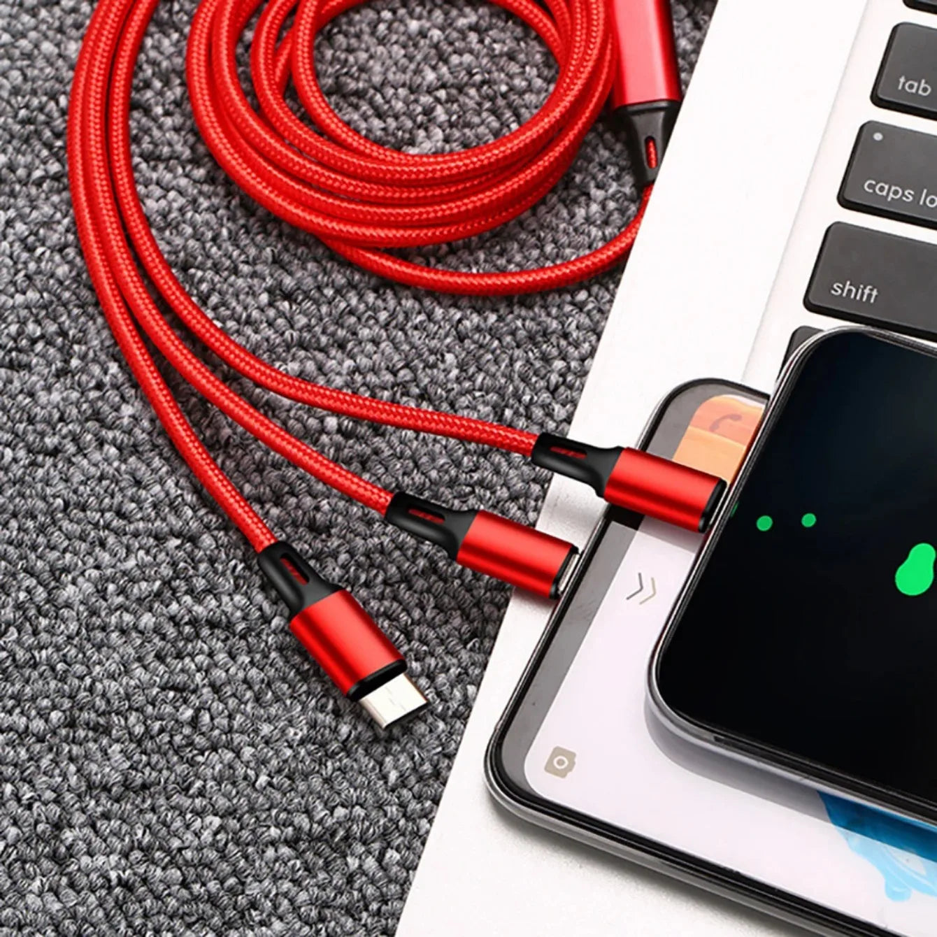 3-in-1 USB-C Charging Cable — 1.2M, iPhone & Android
