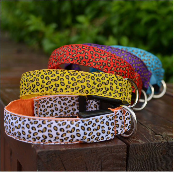 Leopard LED Luminous Dog Collar – Night Safety for All Sizes