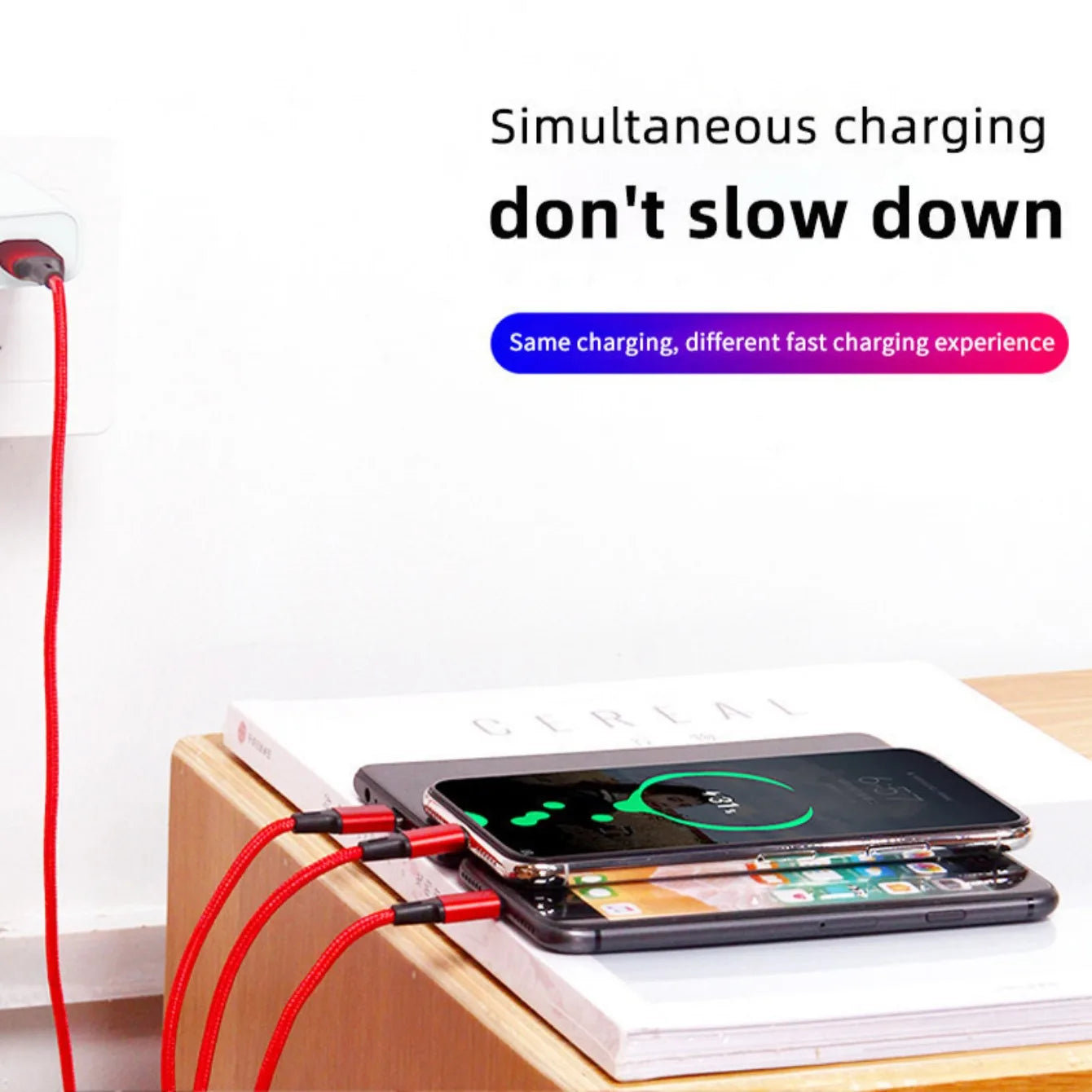 3-in-1 USB-C Charging Cable — 1.2M, iPhone & Android