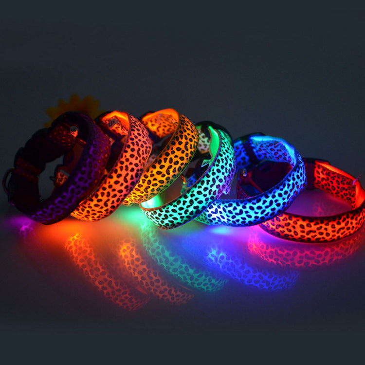 Leopard LED Luminous Dog Collar – Night Safety for All Sizes
