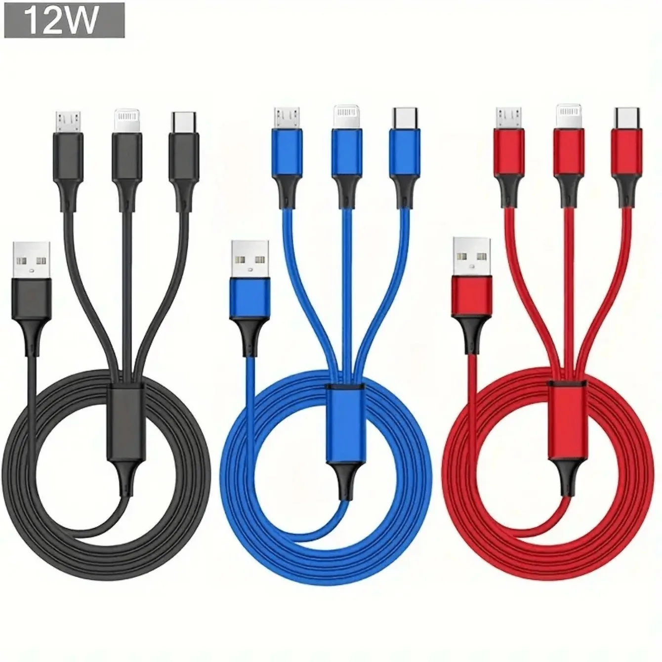 3-in-1 USB-C Charging Cable — 1.2M, iPhone & Android