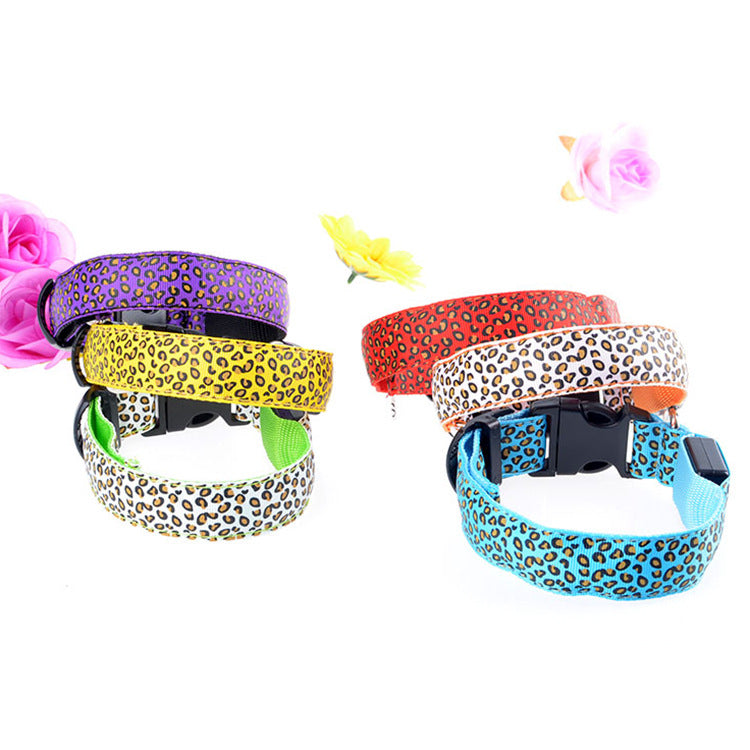 Leopard LED Luminous Dog Collar – Night Safety for All Sizes